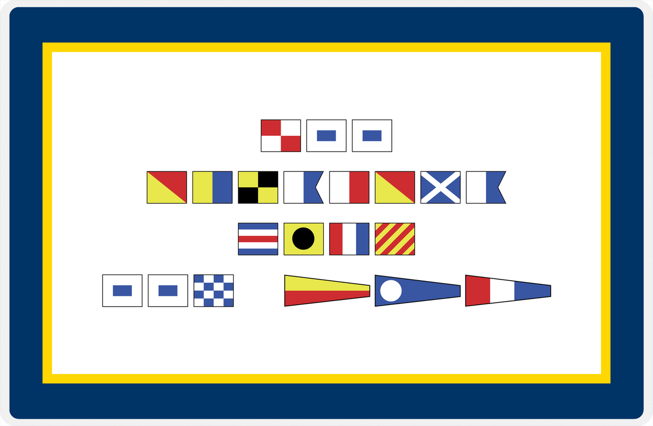 Personalized Nautical Flags Placemat - Navy Blue and Gold - Flags without Letters -  View