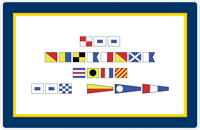 Thumbnail for Personalized Nautical Flags Placemat - Navy Blue and Gold - Flags without Letters -  View