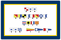 Thumbnail for Personalized Nautical Flags Placemat - Navy Blue and Gold - Flags with Small Letters -  View