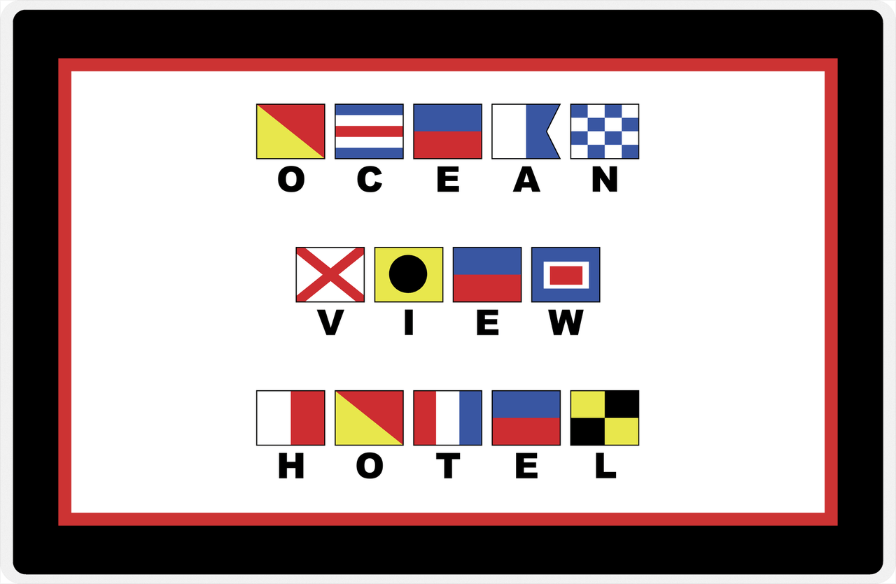 Personalized Nautical Flags Placemat - Black and Red - Flags with Large Letters -  View