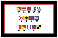 Thumbnail for Personalized Nautical Flags Placemat - Black and Red - Flags with Large Letters -  View