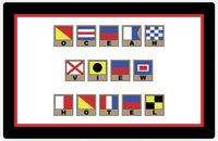 Thumbnail for Personalized Nautical Flags Placemat - Black and Red - Flags with Light Brown Frames -  View