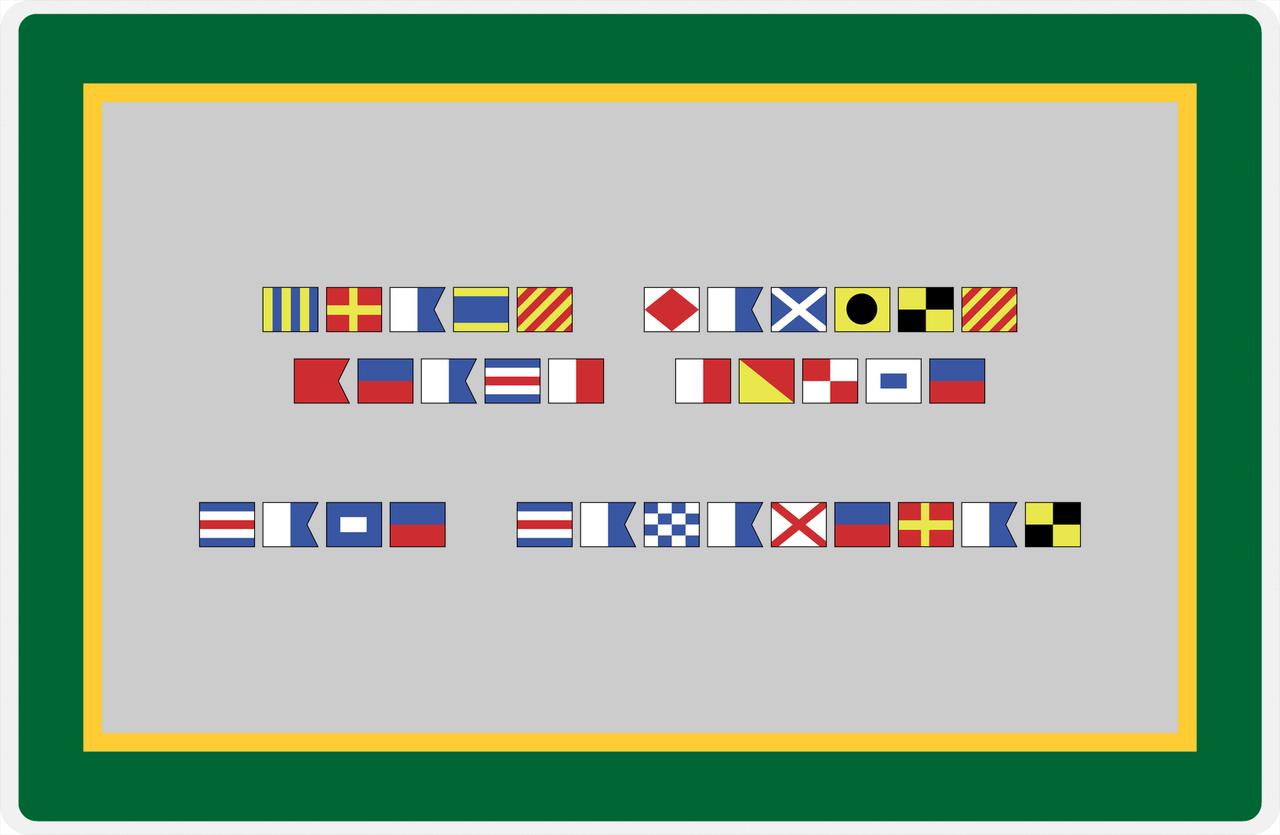 Personalized Nautical Flags Placemat - Green and Gold - Flags without Letters -  View