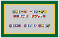 Thumbnail for Personalized Nautical Flags Placemat - Green and Gold - Flags with Small Letters -  View