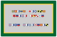 Thumbnail for Personalized Nautical Flags Placemat - Green and Gold - Flags with Grey Letters -  View