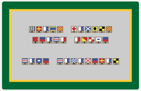 Thumbnail for Personalized Nautical Flags Placemat - Green and Gold - Flags with Light Brown Frames -  View