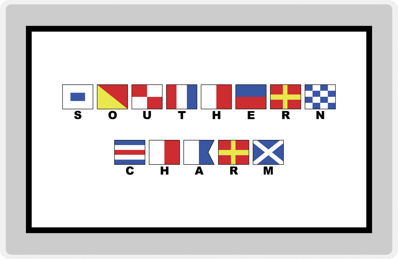 Personalized Nautical Flags Placemat - Grey and Black - Flags with Small Letters -  View