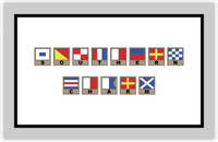 Thumbnail for Personalized Nautical Flags Placemat - Grey and Black - Flags with Light Brown Frames -  View