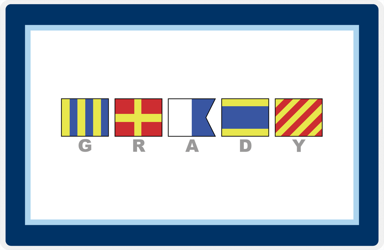 Personalized Nautical Flags Placemat - Navy and Blue - Flags with Grey Letters -  View