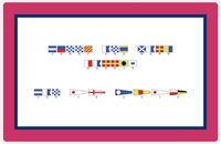 Thumbnail for Personalized Nautical Flags Placemat - Pink and Blue - Flags with Grey Letters -  View