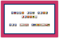 Thumbnail for Personalized Nautical Flags Placemat - Pink and Blue - Flags with Light Brown Frames -  View