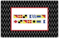 Thumbnail for Personalized Nautical Flags Placemat with Anchors - Black and Red - Flags without Letters -  View
