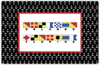 Thumbnail for Personalized Nautical Flags Placemat with Anchors - Black and Red - Flags with Small Letters -  View