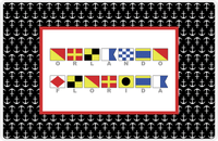 Thumbnail for Personalized Nautical Flags Placemat with Anchors - Black and Red - Flags with Grey Letters -  View