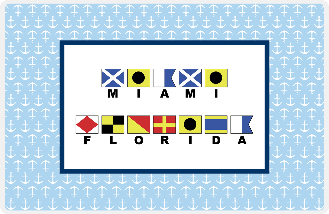 Personalized Nautical Flags Placemat with Anchors - Blue and Navy - Flags with Large Letters -  View