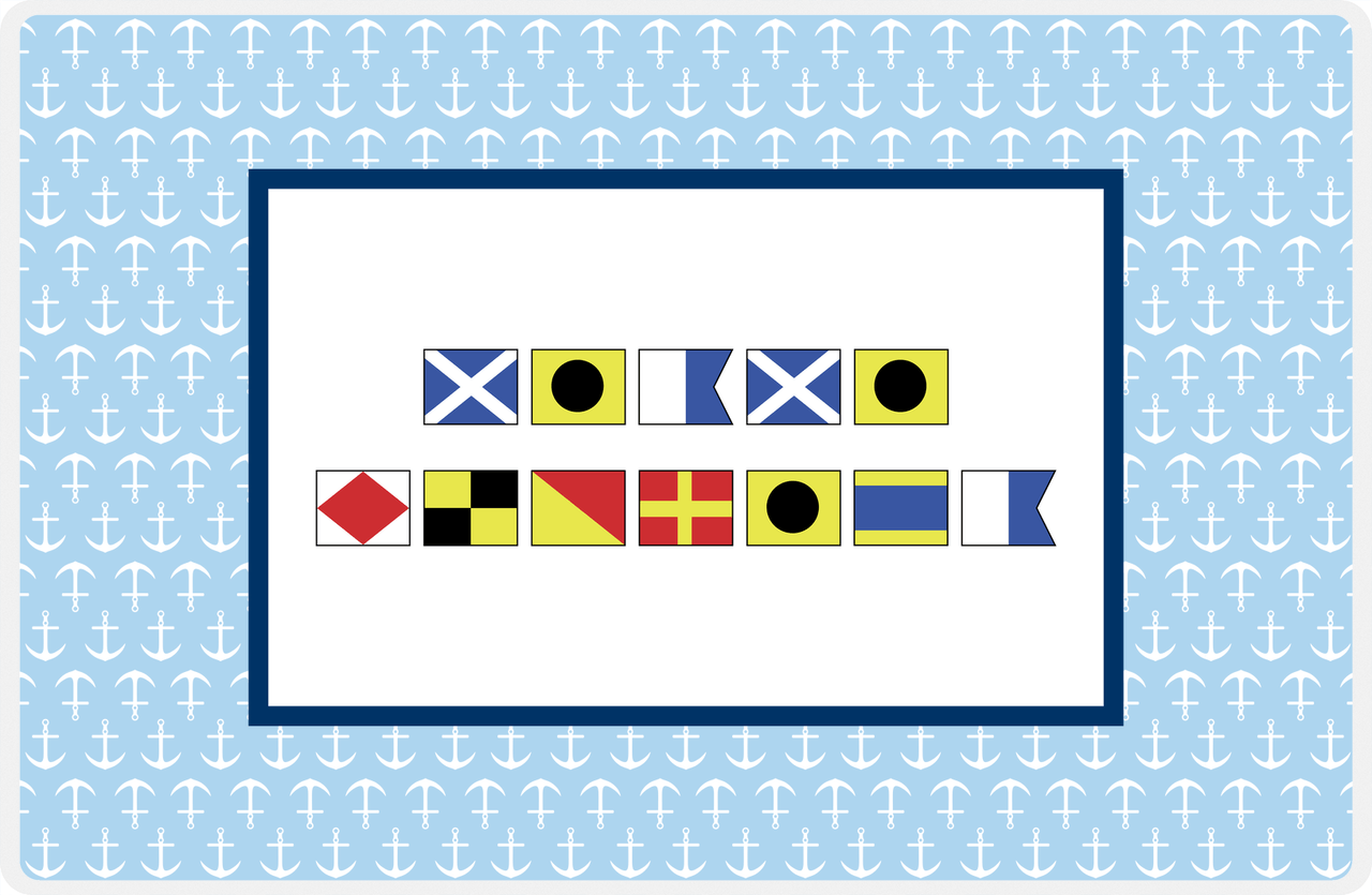 Personalized Nautical Flags Placemat with Anchors - Blue and Navy - Flags without Letters -  View