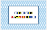 Thumbnail for Personalized Nautical Flags Placemat with Anchors - Blue and Navy - Flags without Letters -  View