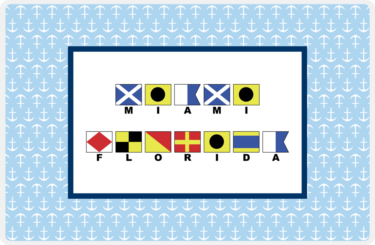 Personalized Nautical Flags Placemat with Anchors - Blue and Navy - Flags with Small Letters -  View
