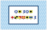 Thumbnail for Personalized Nautical Flags Placemat with Anchors - Blue and Navy - Flags with Grey Letters -  View