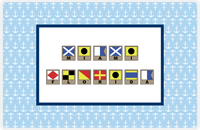 Thumbnail for Personalized Nautical Flags Placemat with Anchors - Blue and Navy - Flags with Light Brown Frames -  View