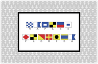 Thumbnail for Personalized Nautical Flags Placemat with Anchors - Grey and Black - Flags with Grey Letters -  View