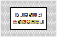 Thumbnail for Personalized Nautical Flags Placemat with Anchors - Grey and Black - Flags with Light Brown Frames -  View