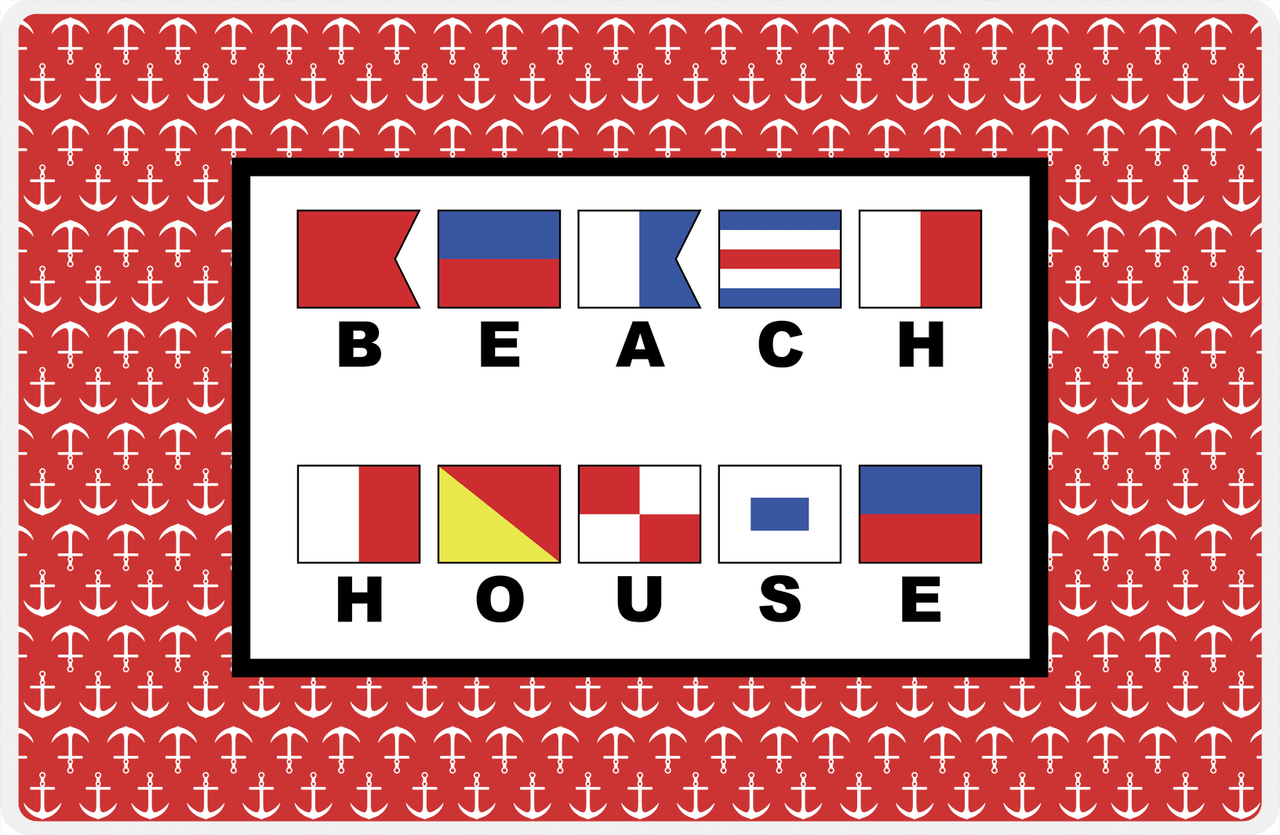 Personalized Nautical Flags Placemat with Anchors - Red and Black - Flags with Large Letters -  View