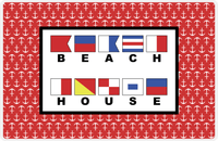 Thumbnail for Personalized Nautical Flags Placemat with Anchors - Red and Black - Flags with Large Letters -  View