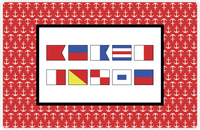 Thumbnail for Personalized Nautical Flags Placemat with Anchors - Red and Black - Flags without Letters -  View