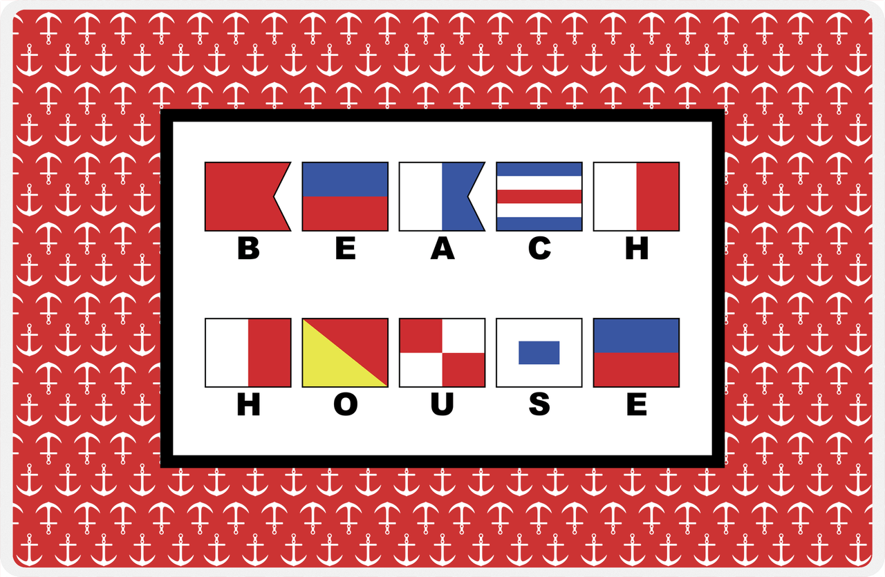 Personalized Nautical Flags Placemat with Anchors - Red and Black - Flags with Small Letters -  View