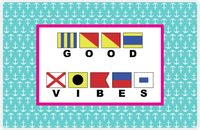Thumbnail for Personalized Nautical Flags Placemat with Anchors - Teal and Pink - Flags with Large Letters -  View