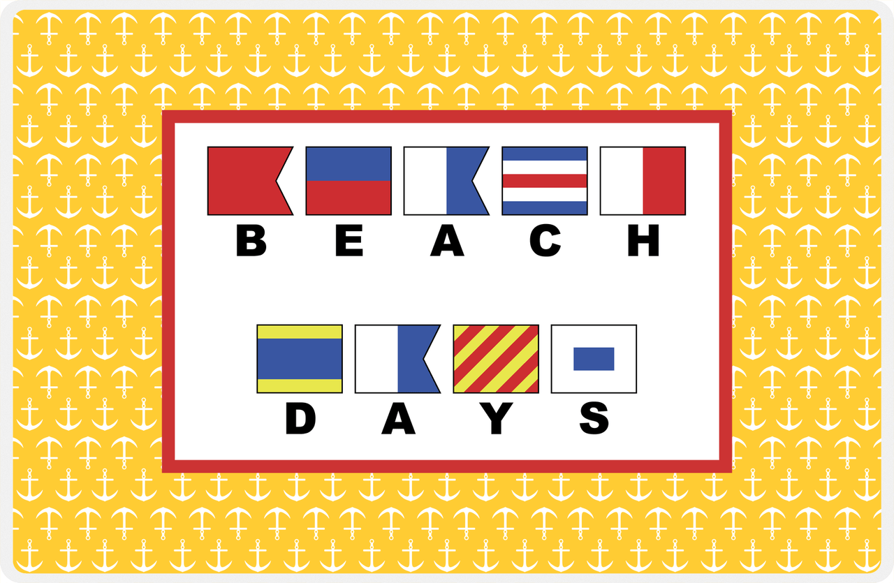 Personalized Nautical Flags Placemat with Anchors - Yellow and Red - Flags with Large Letters -  View