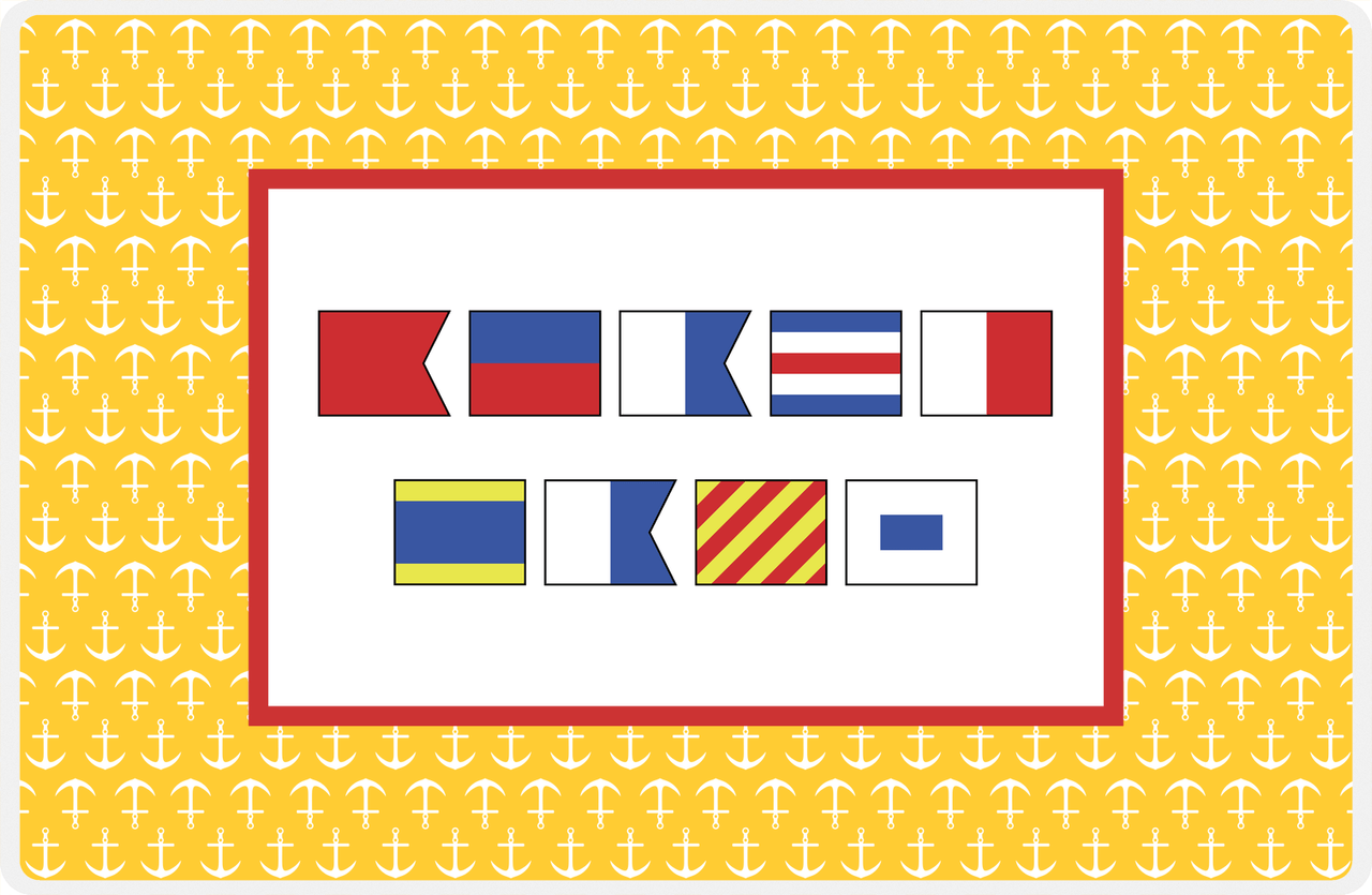 Personalized Nautical Flags Placemat with Anchors - Yellow and Red - Flags without Letters -  View