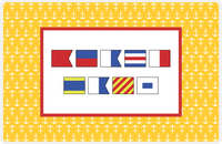 Thumbnail for Personalized Nautical Flags Placemat with Anchors - Yellow and Red - Flags without Letters -  View