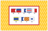 Thumbnail for Personalized Nautical Flags Placemat with Anchors - Yellow and Red - Flags with Grey Letters -  View