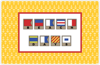 Thumbnail for Personalized Nautical Flags Placemat with Anchors - Yellow and Red - Flags with Light Brown Frames -  View