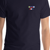 Thumbnail for Personalized Nautical Flags T-Shirt - Navy - Small Logo-Area Text - Shirt Close-Up View