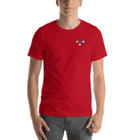 Thumbnail for Personalized Nautical Flags T-Shirt - Red - Small Logo-Area Text - Shirt View