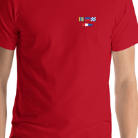 Thumbnail for Personalized Nautical Flags T-Shirt - Red - Small Logo-Area Text - Shirt Close-Up View