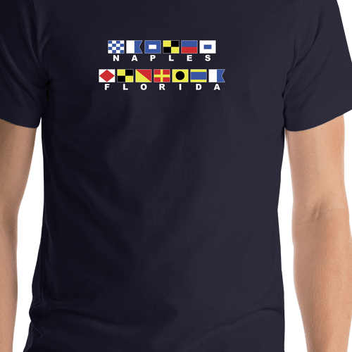 Personalized Nautical Flags T-Shirt - Navy - Shirt Close-Up View