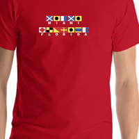 Thumbnail for Personalized Nautical Flags T-Shirt - Red - Shirt Close-Up View