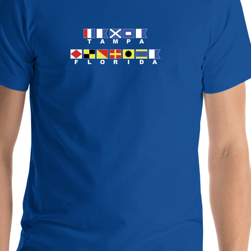 Personalized Nautical Flags T-Shirt - Royal Blue - Shirt Close-Up View