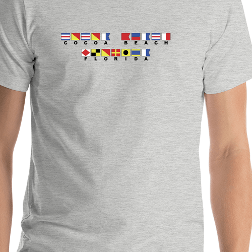 Personalized Nautical Flags T-Shirt - Grey - Shirt Close-Up View
