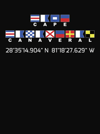Thumbnail for Personalized Nautical Flags T-Shirt - Black - Latitude and Longitude - Decorate View