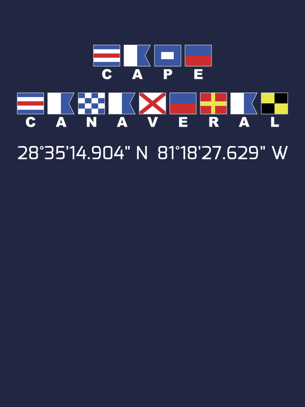 Personalized Nautical Flags T-Shirt - Navy - Latitude and Longitude - Decorate View