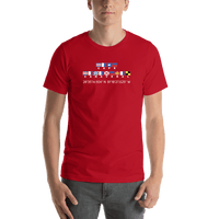 Thumbnail for Personalized Nautical Flags T-Shirt - Red - Latitude and Longitude - Shirt View