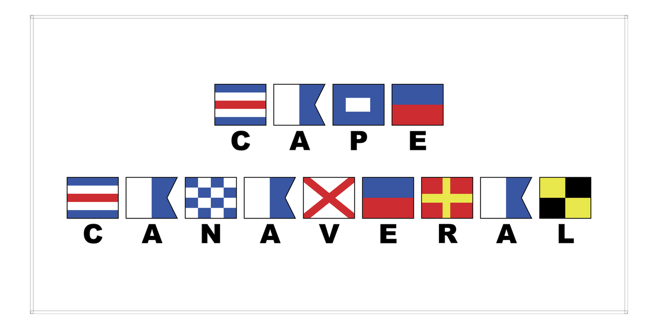 Cape Canaveral Nautical Flags Beach Towel - Front View