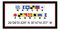 Thumbnail for Personalized Nautical Flags Beach Towel - Latitude and Longitude - Black and Red - Naples - Front View