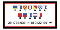 Thumbnail for Personalized Nautical Flags Beach Towel - Latitude and Longitude - Black and Red - Daytona Beach - Front View