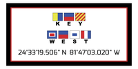 Thumbnail for Personalized Nautical Flags Beach Towel - Latitude and Longitude - Black and Red - Key West - Front View